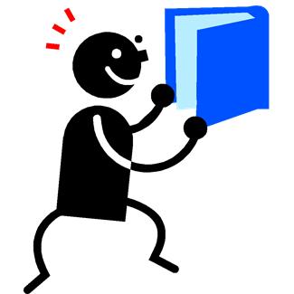 Clip-art of a person delighting at a book