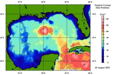 Tropical Cyclone Heat Potential, Gulf of Mexico, 26 August, 2005