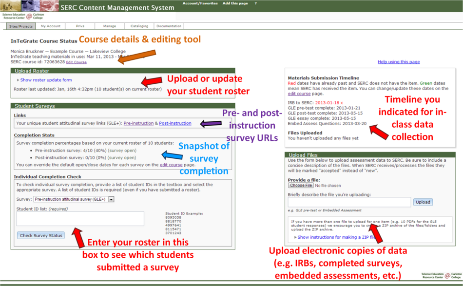 Annotated Course Status Page 2