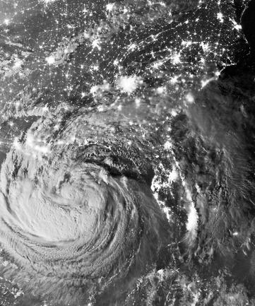 Hurricane Isaac at night