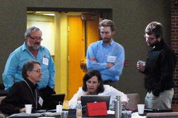 A group brainstorms at the Engineering, Sustainability, and Geosciences Workshop 2013