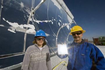 SkyTrough solar concentrator located on mesa top.