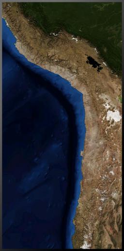 The Peru-Chile trench as seen from orbit. Photo courtesy of NASA.