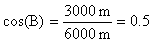 cos(B)= 5000m/6000m = 0.8333