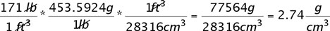 granite density as g-cm3