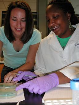 Instructor Elisha Cicirelli (graduate student, Indiana University) and Tiara Moore from Baltimore City Community College.