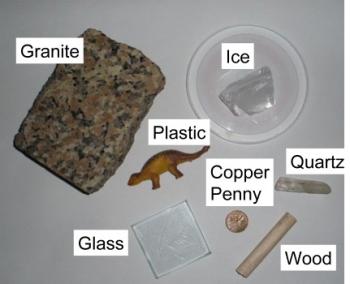Image of seven objects used in "Is it a Mineral?"