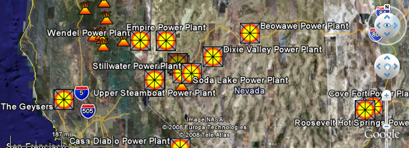 Google Earth View of Geothermal Power Facilities