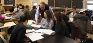 Instructor and students in a POGIL classroom.